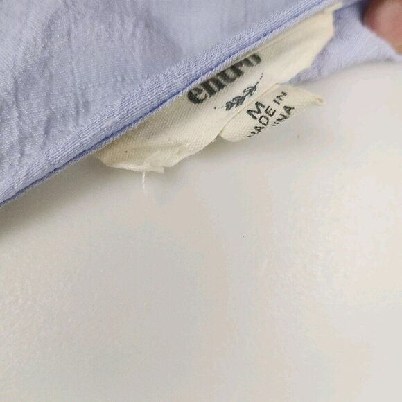 Entro Blue Floral Embroidered Cross Front Ruffle Bell Sleeve Lightweight Top M - Picture 5 of 5